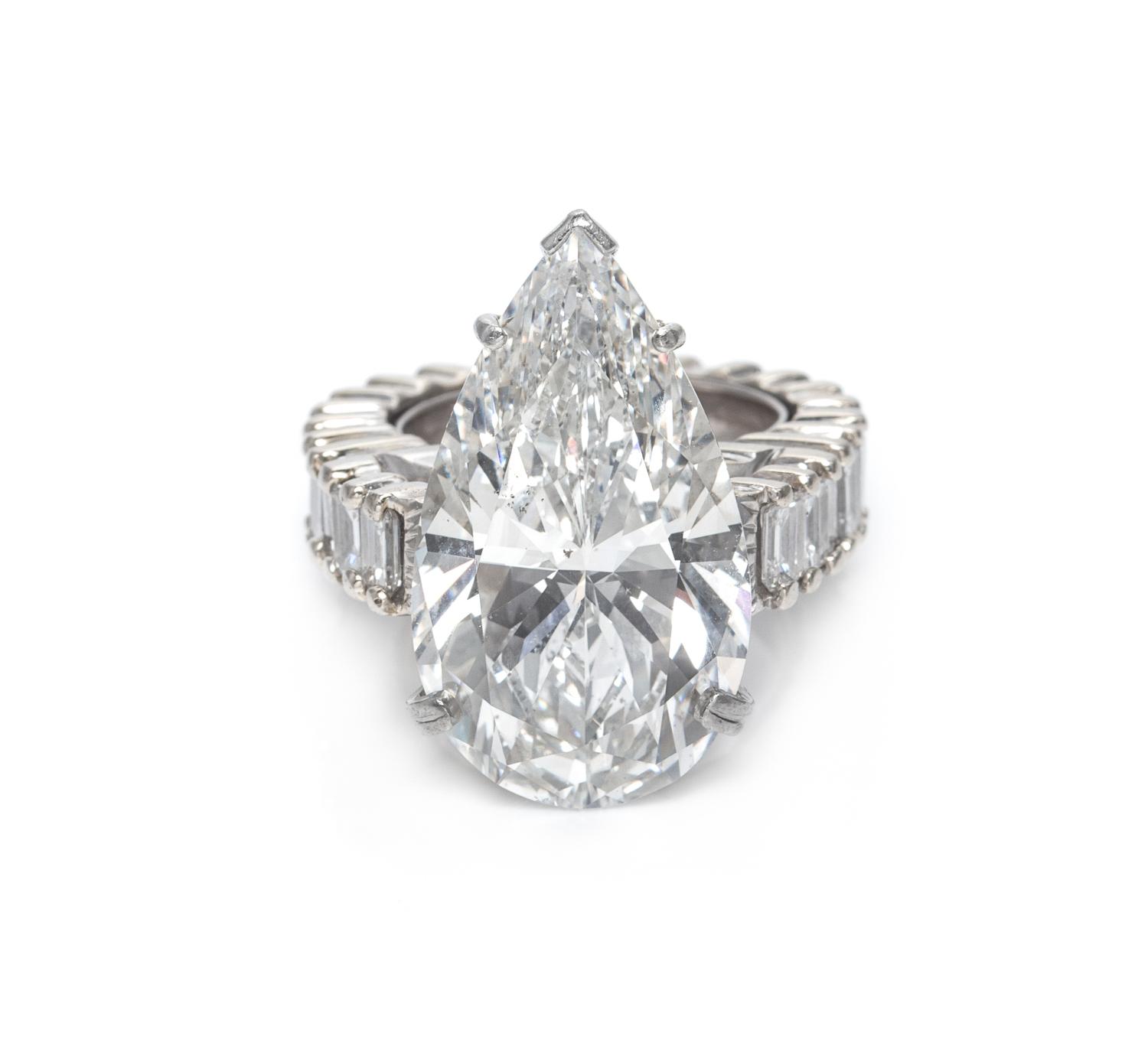 A Platinum, 18 Karat White Gold and Diamond Ring,