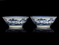Two Pairs of Chinese Export Blue and White Porcelain Wares