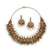 Yellow Gold, Enamel, and Multigem Mughal Style Demi Parure