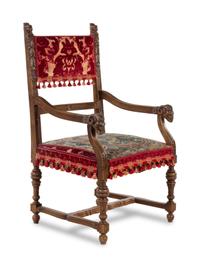 A Continental Carved Mahogany Side Chair