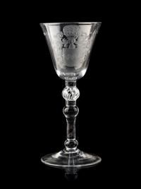 A Dutch Engraved Armorial Wine Glass