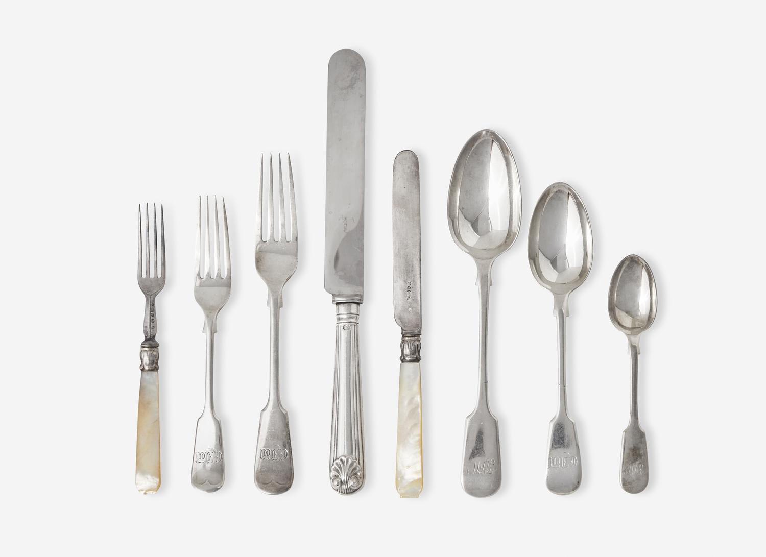 An English Assembled Silver and Silver-Plate Flatware Service