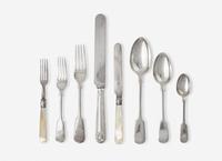 An English Assembled Silver and Silver-Plate Flatware Service