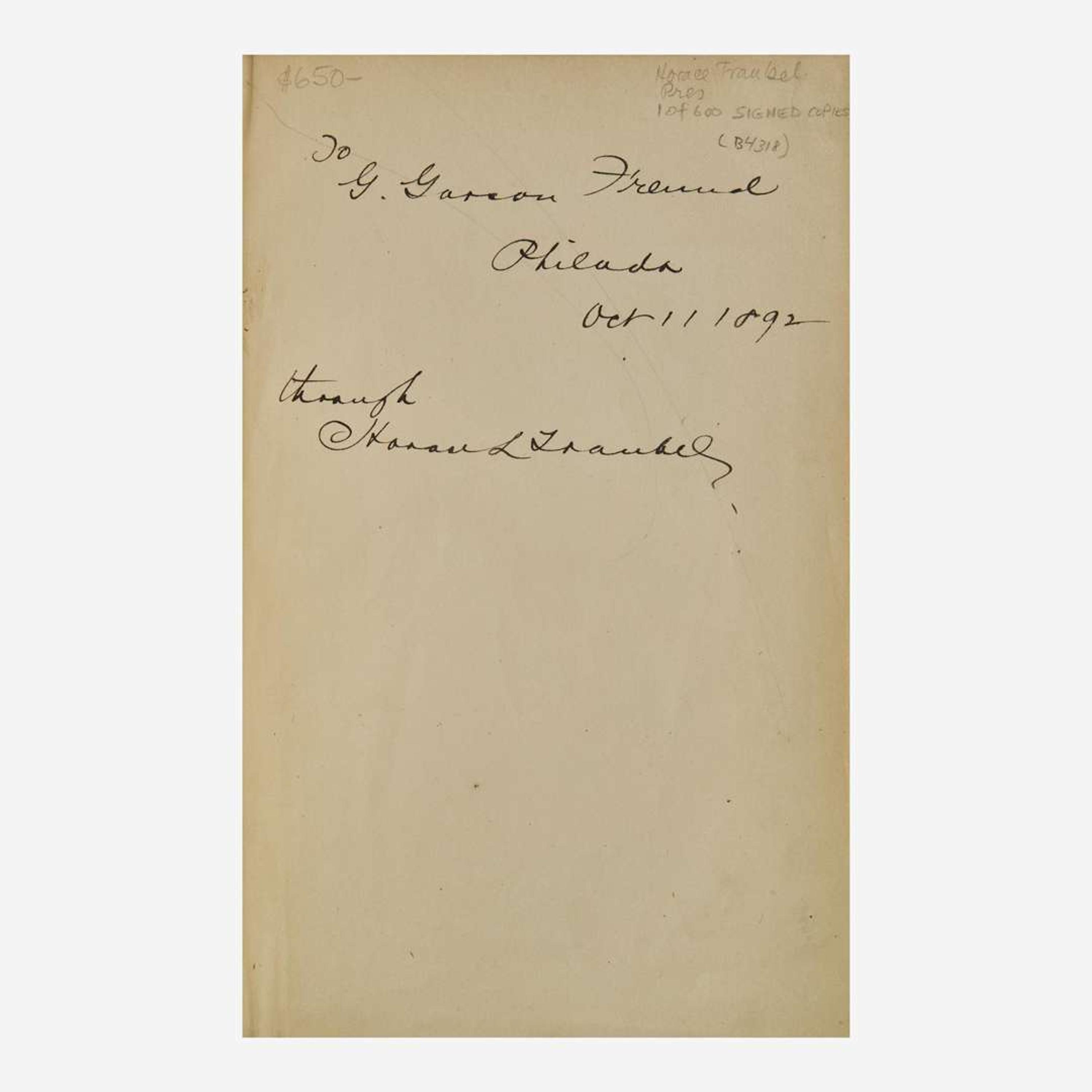 [Literature] Whitman, Walt Complete Poems & Prose of Walt Whitman 1855...1888. Authenticated & Personal Book (handled by W.W.)...Portraits from Life...Autograph