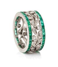 A Platinum, Emerald and Diamond Eternity Band, 7.10 dwts.