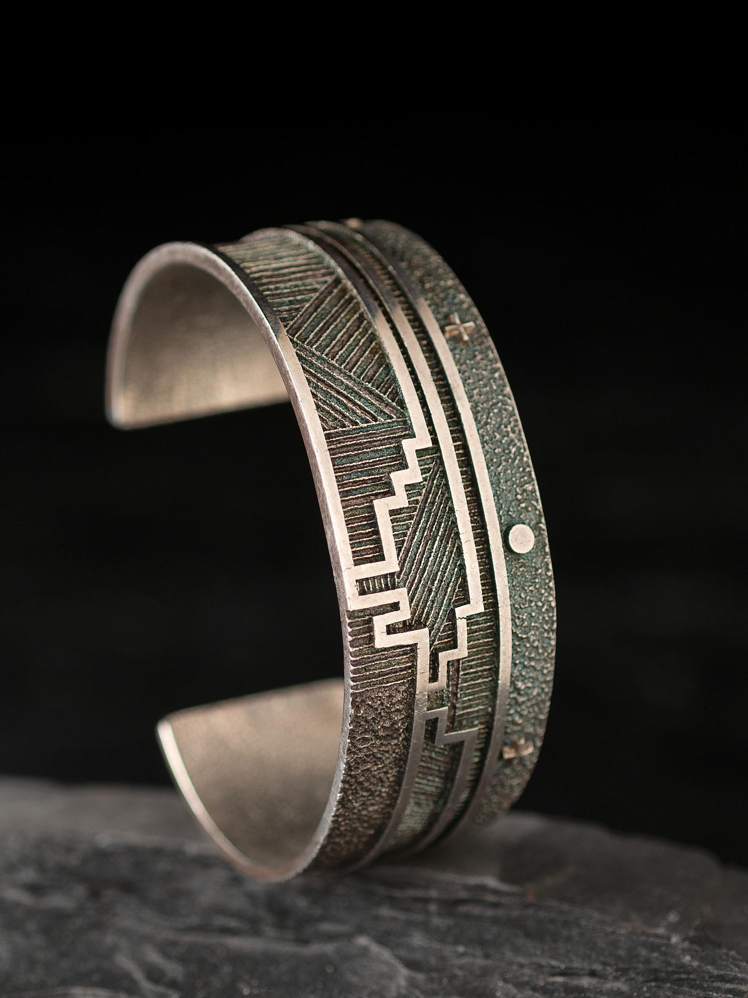 Silver Tufa Cast Cuff Bracelet