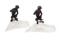 A Pair of Continental Bronze Figures of Monkeys — 19TH CENTURY