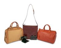 Five Designer Pieces: Two Mark Cross Cobra Skin Wallets, Ferragamo Bag, Gucci Bag, Louis Vuitton Speedy 30, 1970-90s