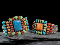 Southwestern-style Sterling Silver and Cluster Cuff Bracelets