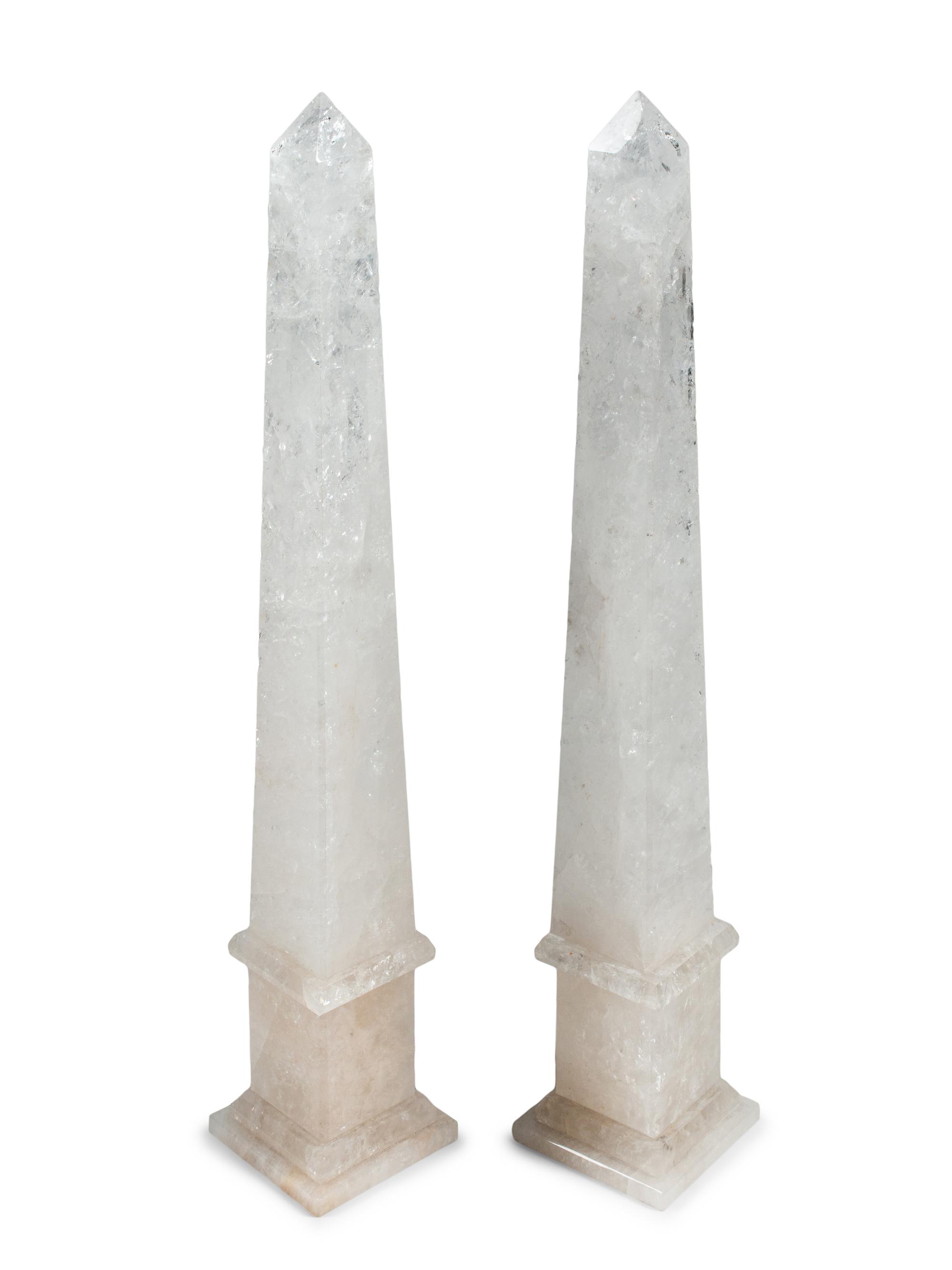 A Pair of Rock Crystal Obelisks