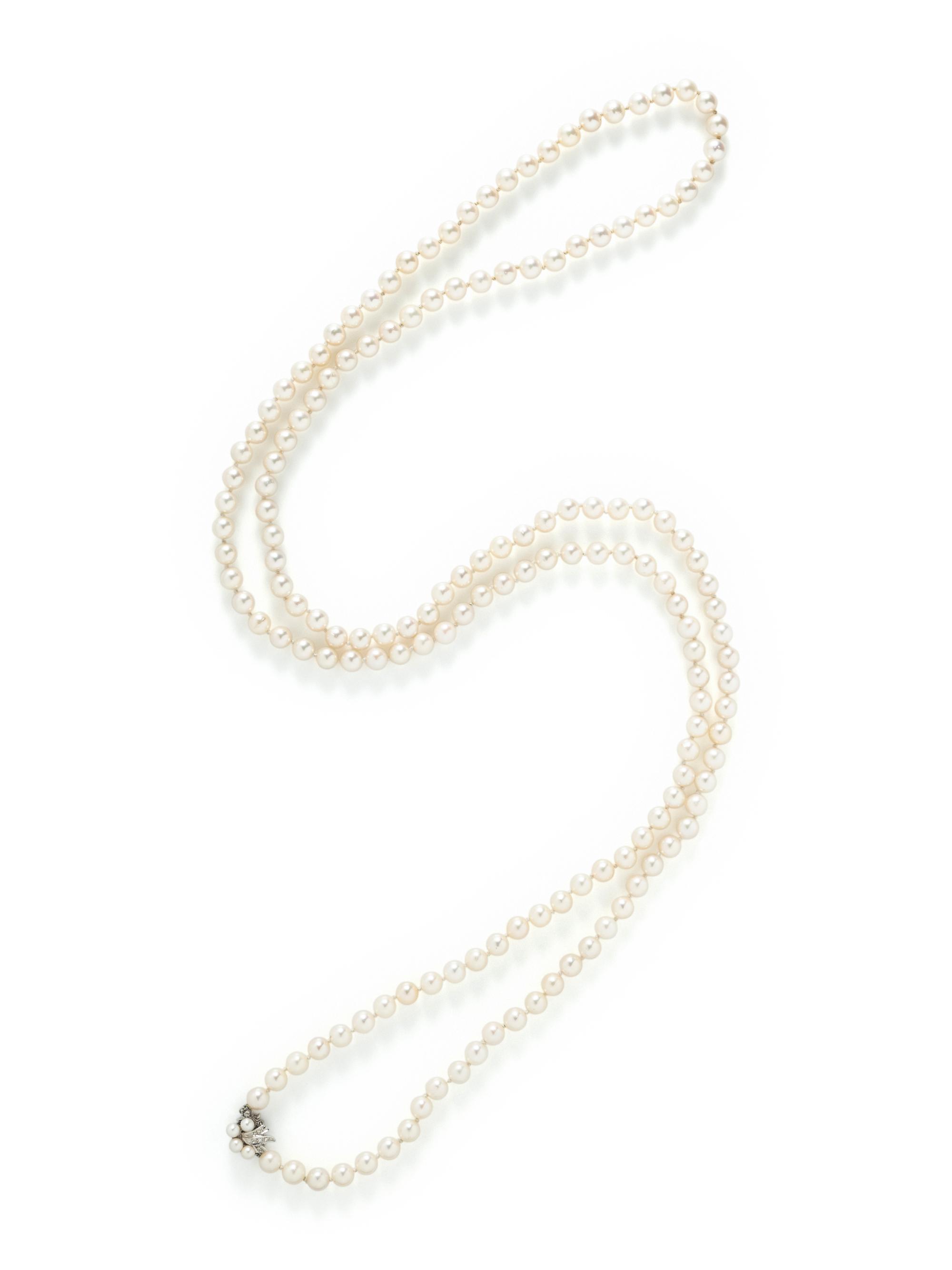 CULTURED PEARL AND DIAMOND NECKLACE