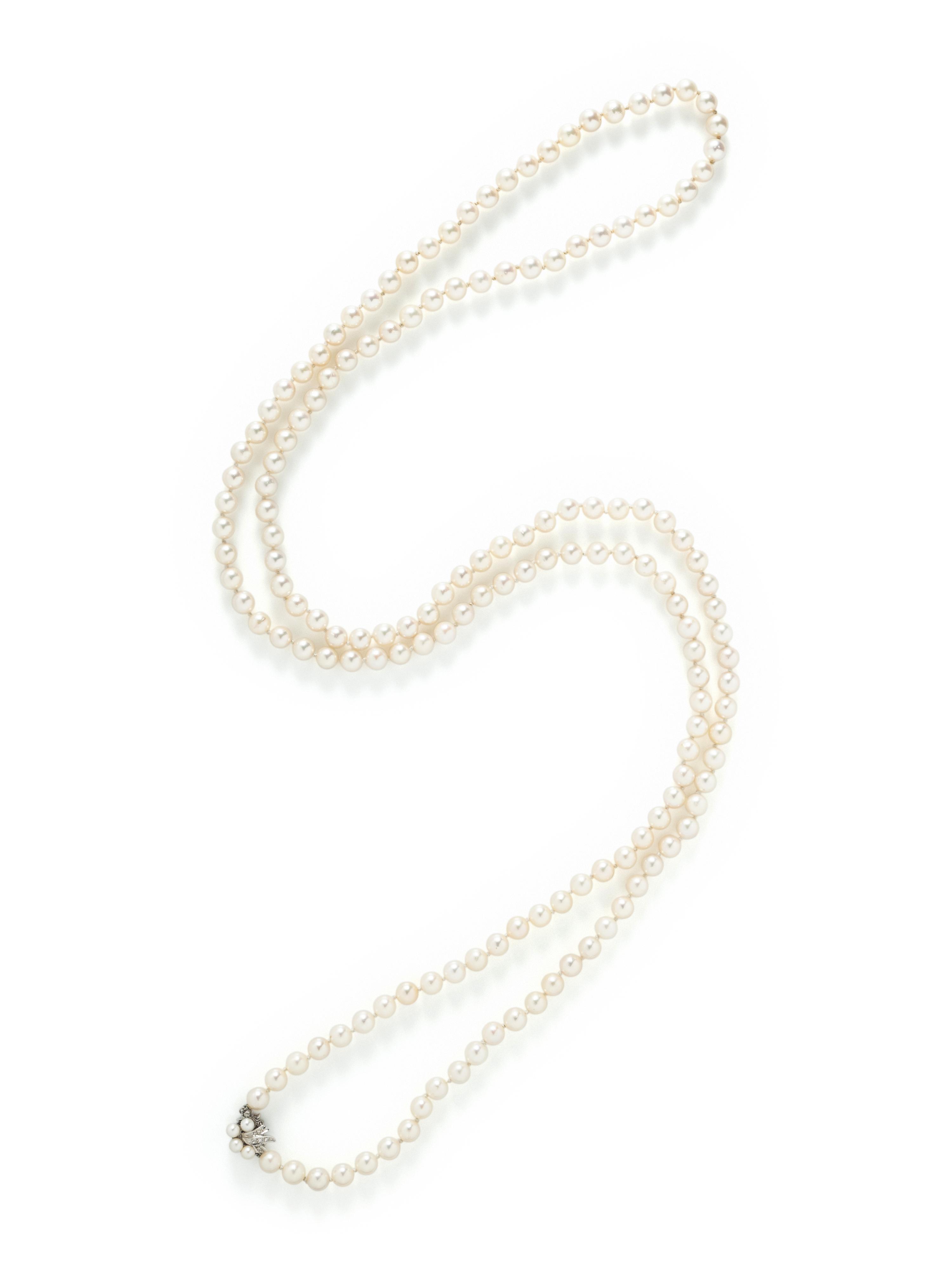 CULTURED PEARL AND DIAMOND NECKLACE