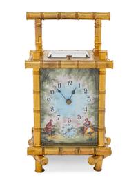 A Continental Gilt Metal and Enameled Carriage Clock