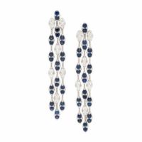 Sapphire, Diamond, and White Gold Earrings