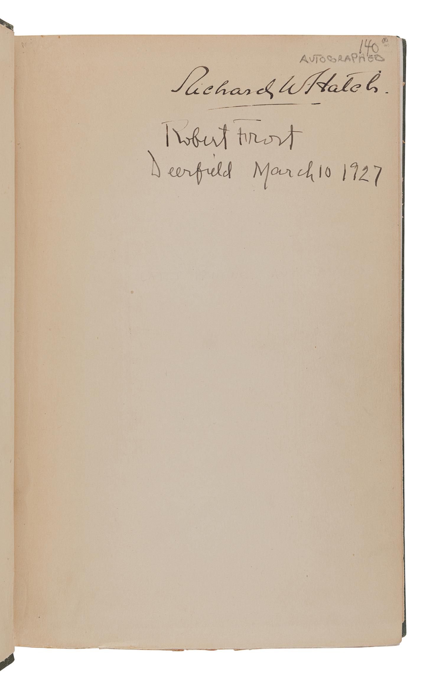 FROST, Robert (1874-1963). North of Boston. New York: Henry Holt and Company, 1924.