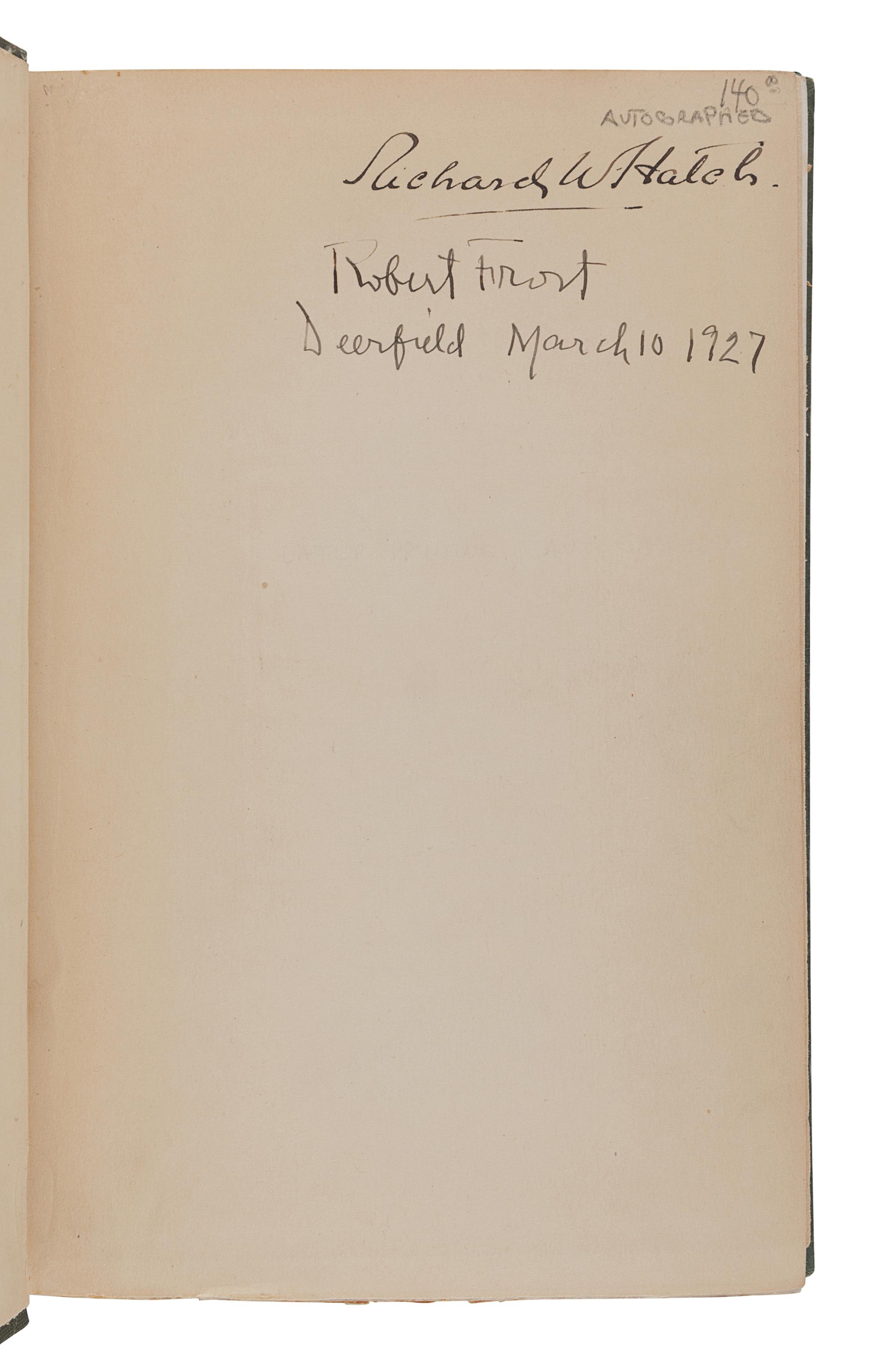FROST, Robert (1874-1963). North of Boston. New York: Henry Holt and Company, 1924.