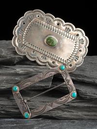 Navajo Silver and Turquoise Belt Buckles