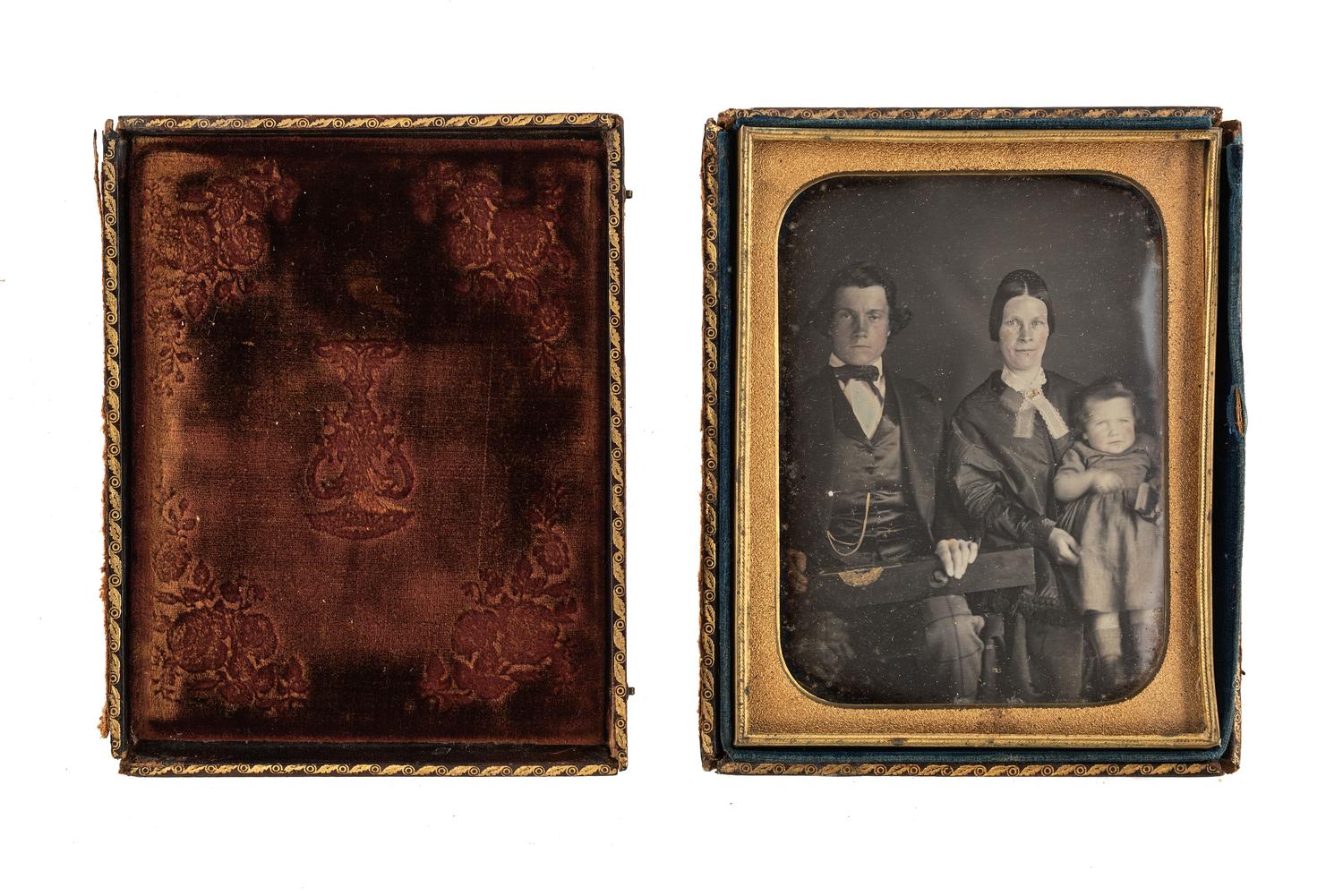[EARLY PHOTOGRAPHY]. A group of 2 occupational daguerreotypes, incl. a lawyer and possible carpenter with his family.