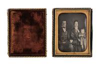 [EARLY PHOTOGRAPHY]. A group of 2 occupational daguerreotypes, incl. a lawyer and possible carpenter with his family.