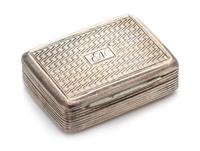 A George IV Silver Vinaigrette, John Lawrence & Co., Birmingham, 1823, the lid having engine turned decoration centered by a monogramme