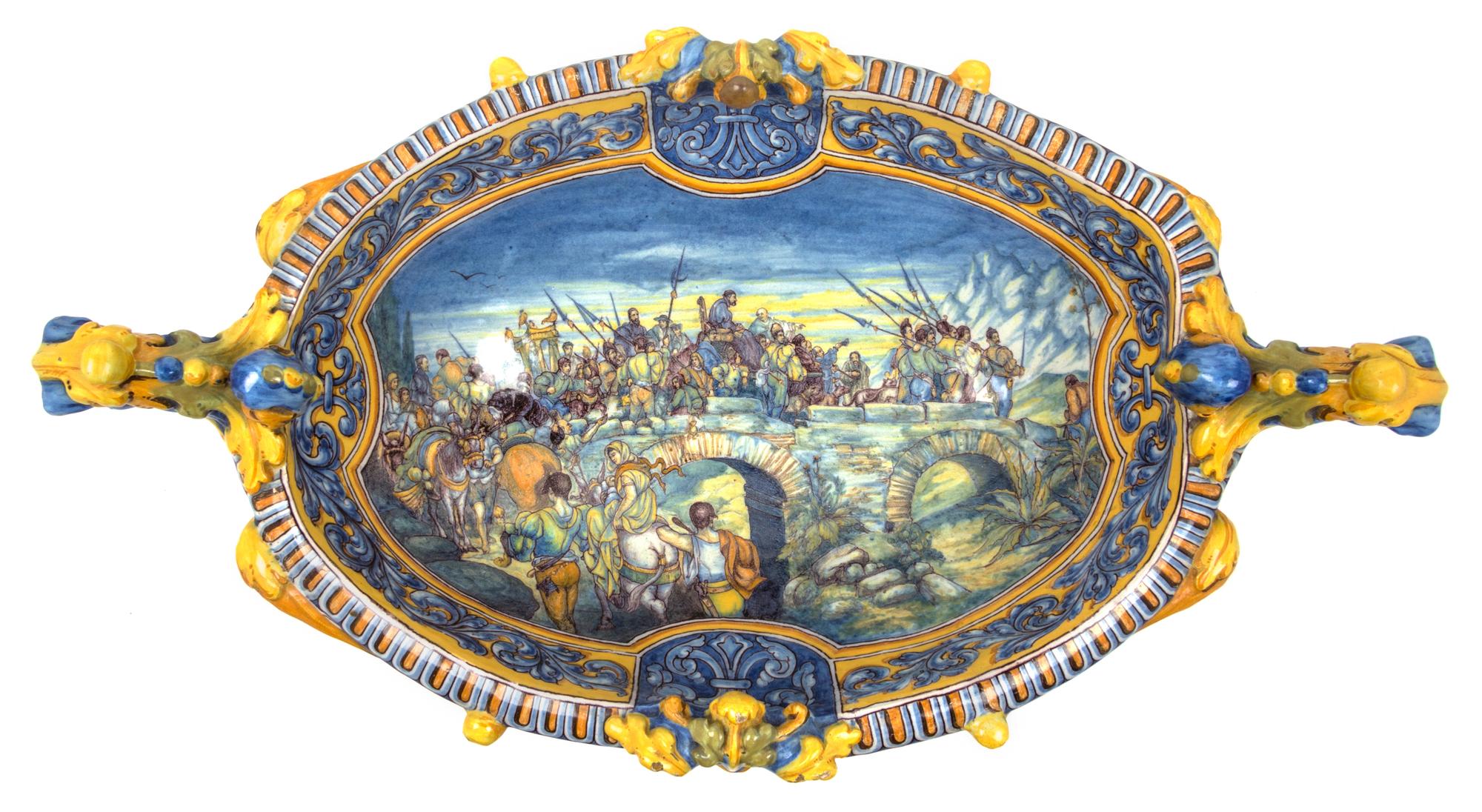 A Large Spanish Majolica Cistern Width 27 inches.