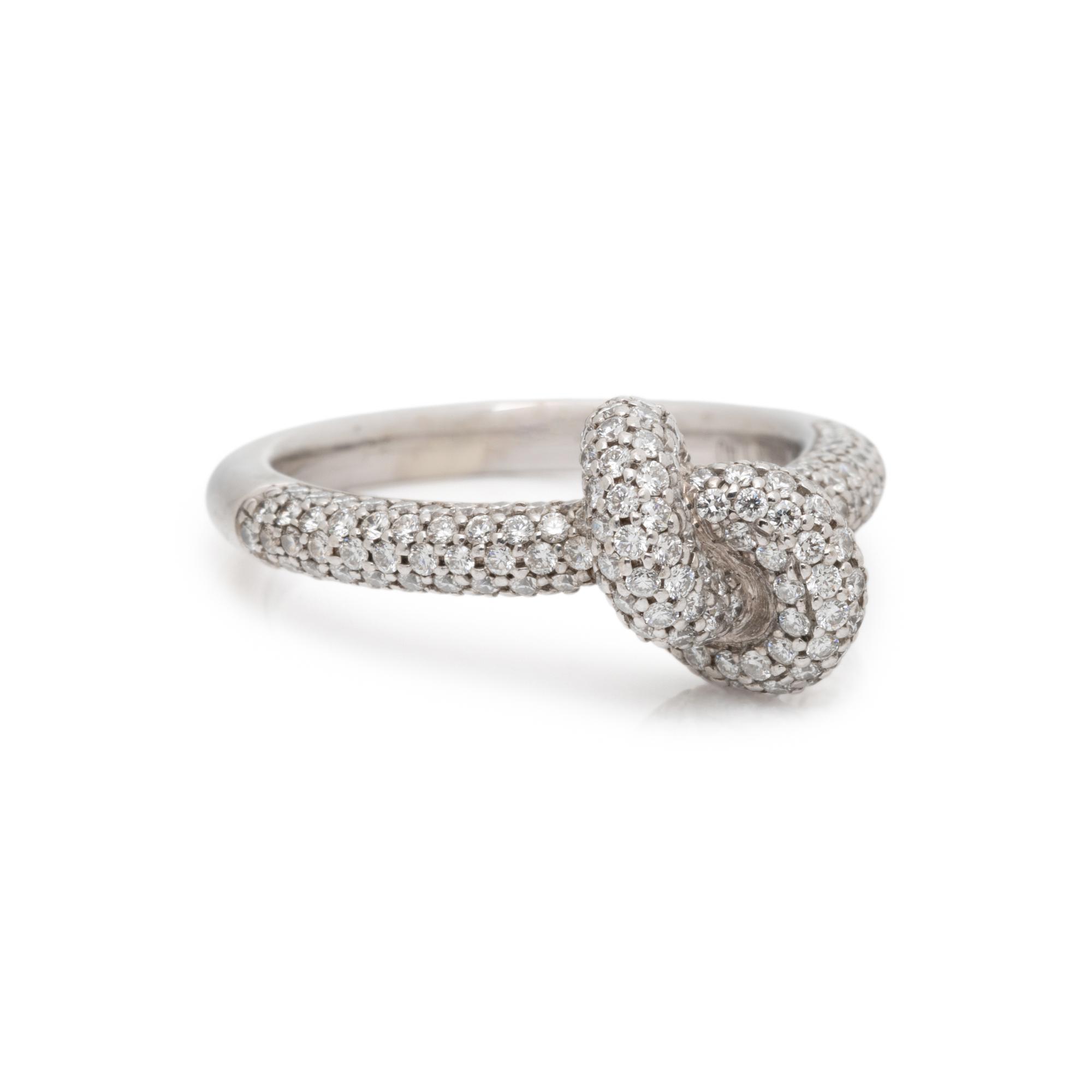 ENGELBERT, WHITE GOLD AND DIAMOND KNOT RING