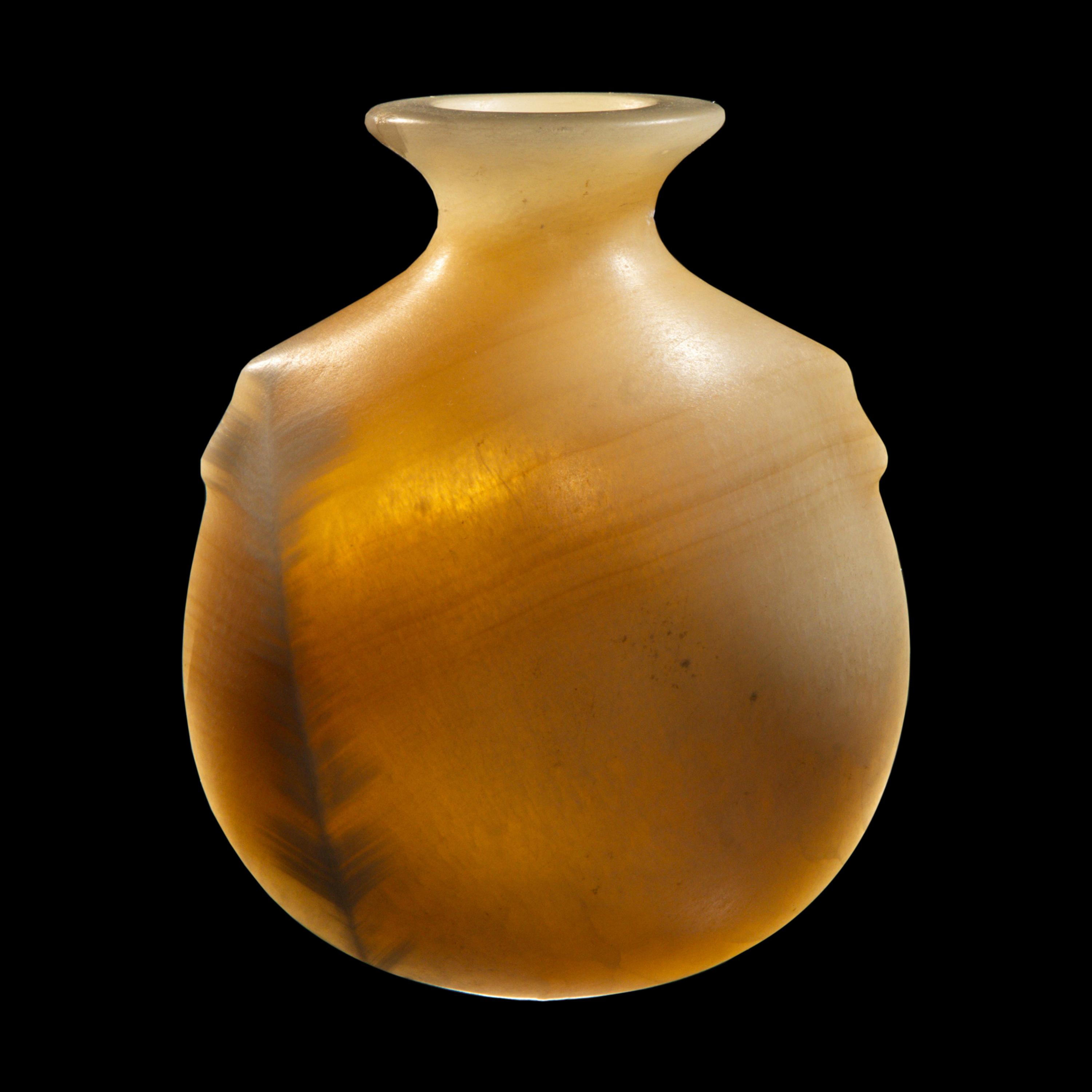 An Egyptian Alabaster Pilgrim Flask