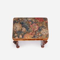 A Queen Anne Needlework Upholstered Walnut and Beechwood Stool early 18th century