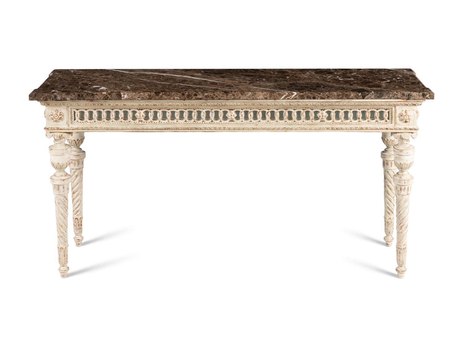 A Louis XVI Style Painted Marble-Top Table