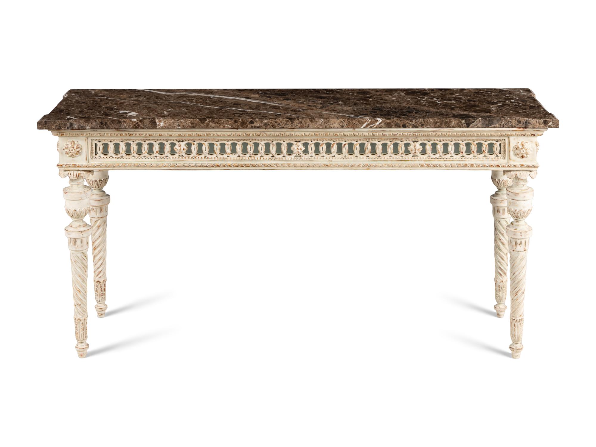 A Louis XVI Style Painted Marble-Top Table