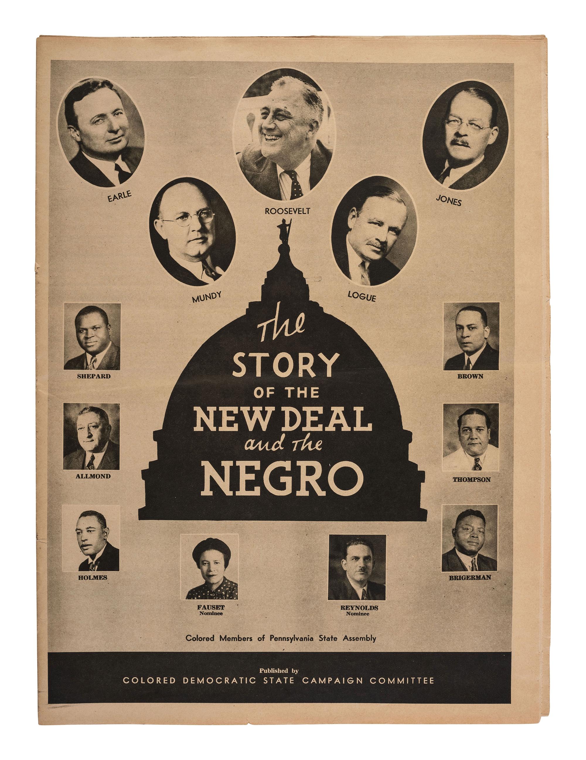 [ROOSEVELT, Franklin D. (1882-1945)]. A group of 4 items related to Roosevelt's campaign and the support of African American Democratic voters.