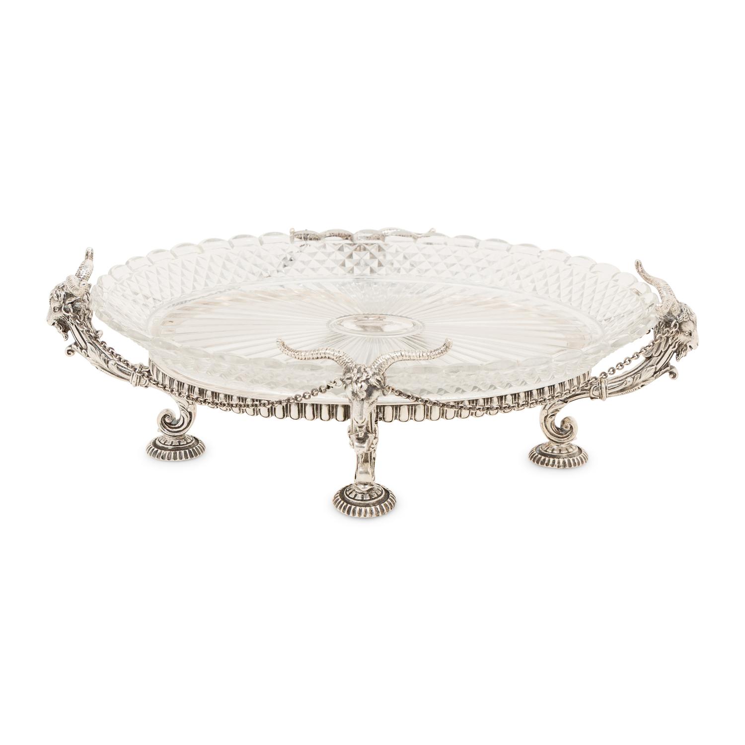 A Baccarat Silvered Bronze Mounted Molded Glass Centerpiece Bowl