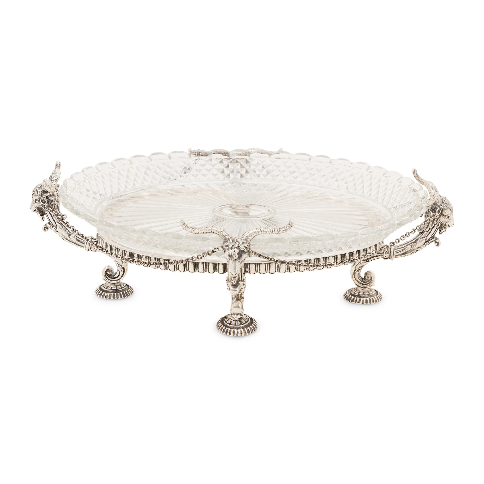 A Baccarat Silvered Bronze Mounted Molded Glass Centerpiece Bowl