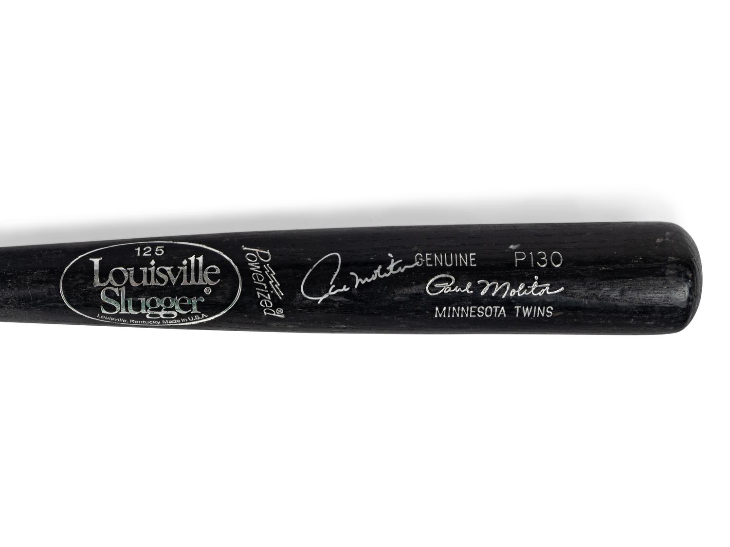 A 1997 Paul Molitor Game Used Louisville Slugger Bat and Signed Autograph Baseball