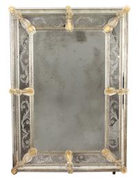 A Venetian Etched Glass Mirror 41 1/2 x 30 1/4 inches. — 19TH CENTURY