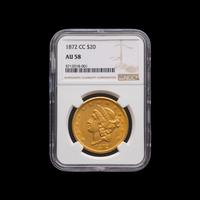 An 1872-CC Liberty Head $20 Gold Coin [NGC AU58]