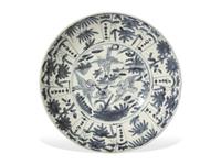 A Chinese Swatow Blue and White Porcelain Bowl, Ming Dynasty 明 漳州窰青花花鳥紋碗