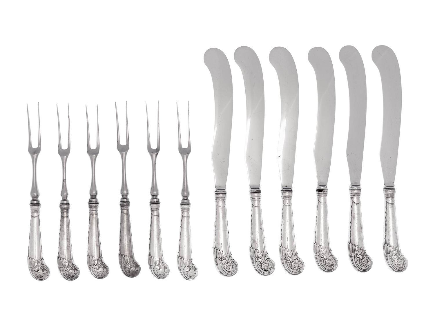 A Group of English Silver-Plate Flatware Articles