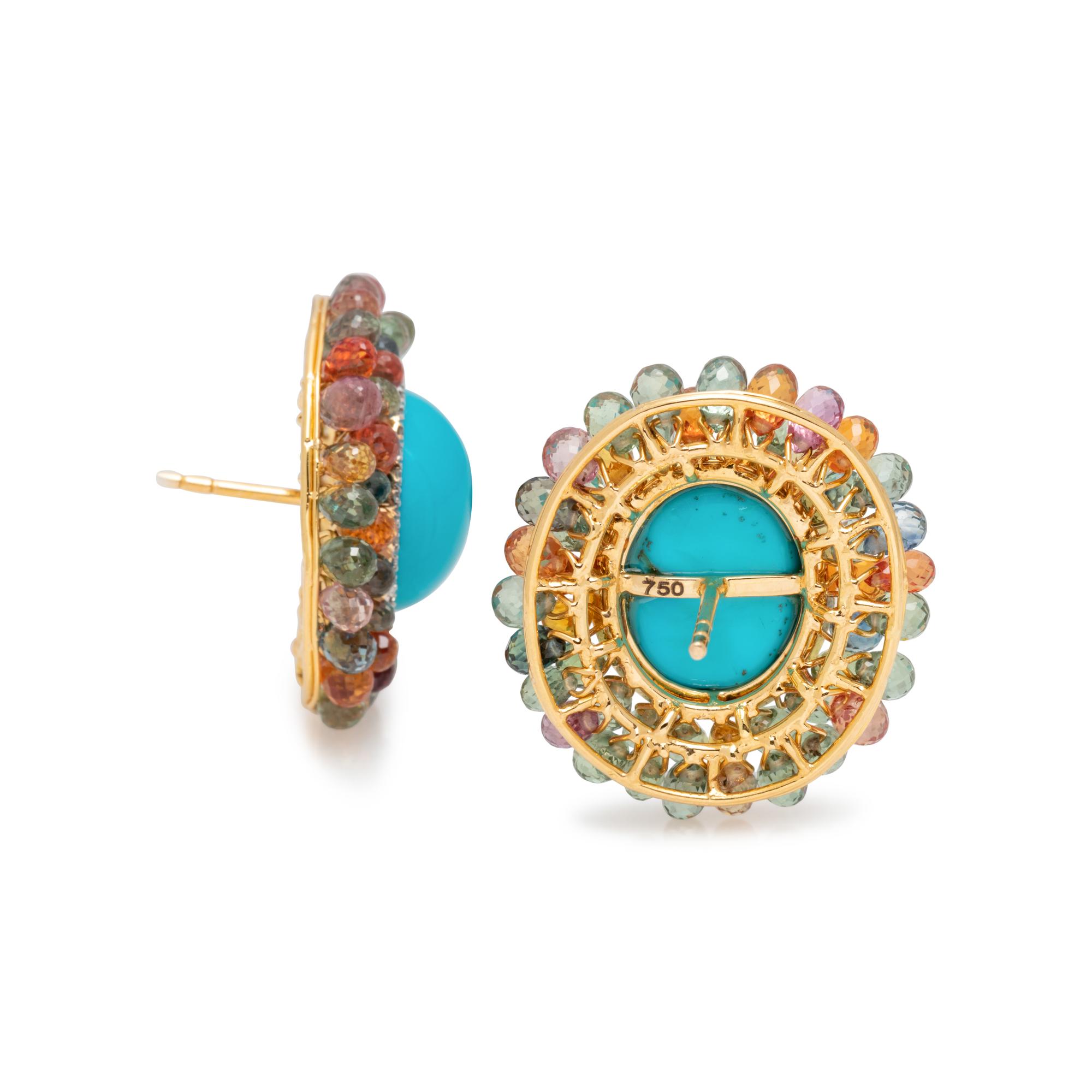 TURQUOISE, SAPPHIRE AND DIAMOND EARRINGS