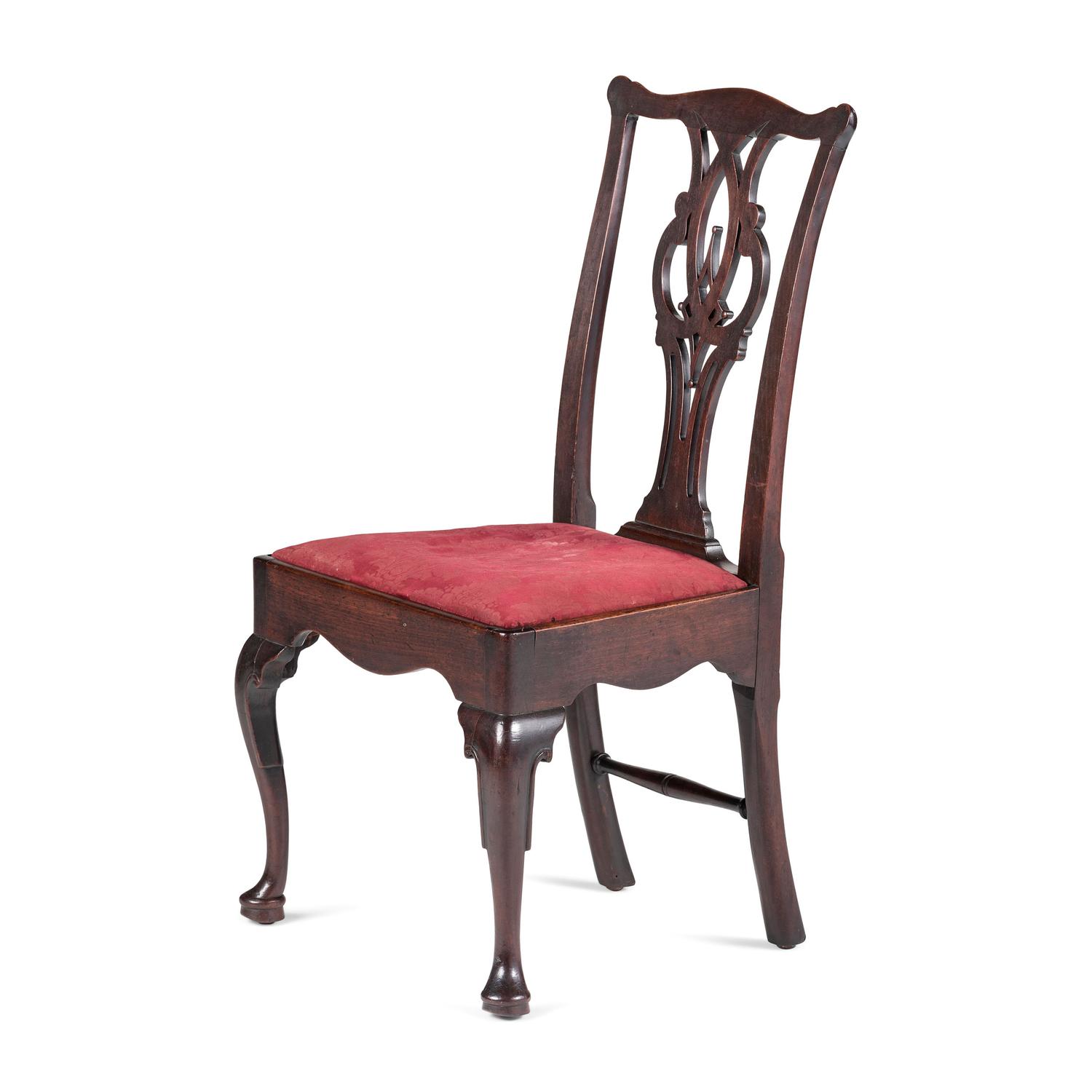A Chippendale Carved Walnut Pad-Foot Side Chair