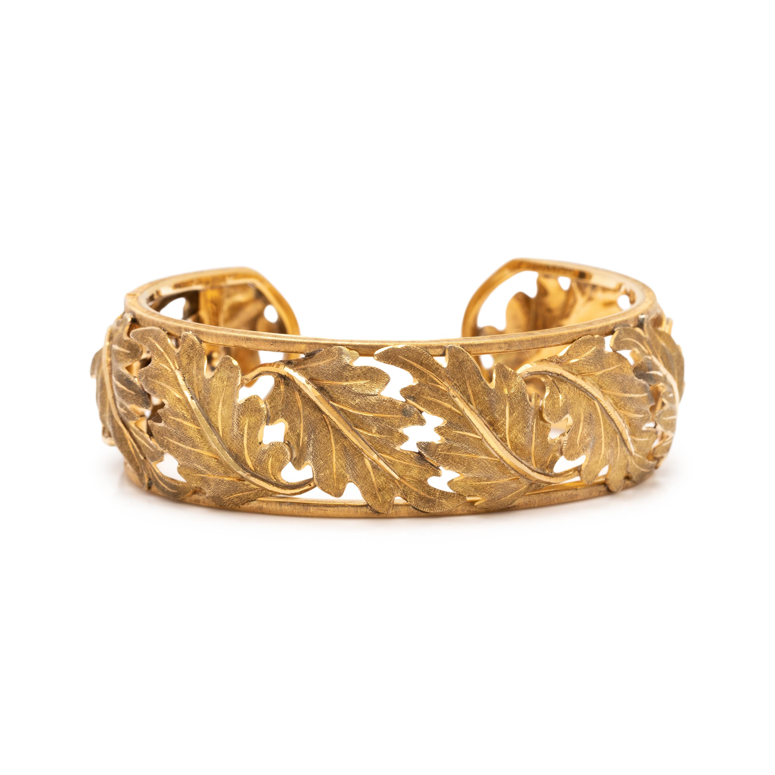 BUCCELLATI, YELLOW GOLD LEAF CUFF BRACELET