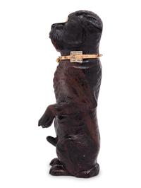 A Diamond and Ruby Inset Carved Hardstone Model of a Terrier