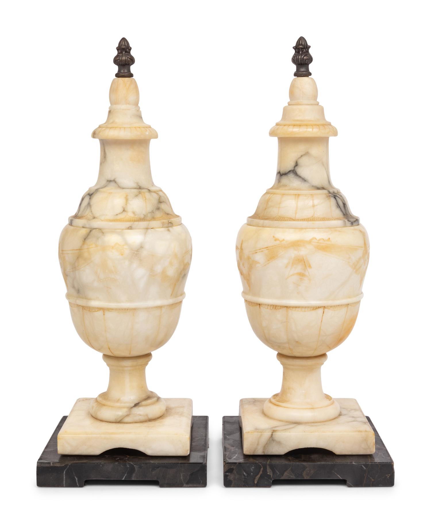A Pair of Italian Alabaster Table Lamps