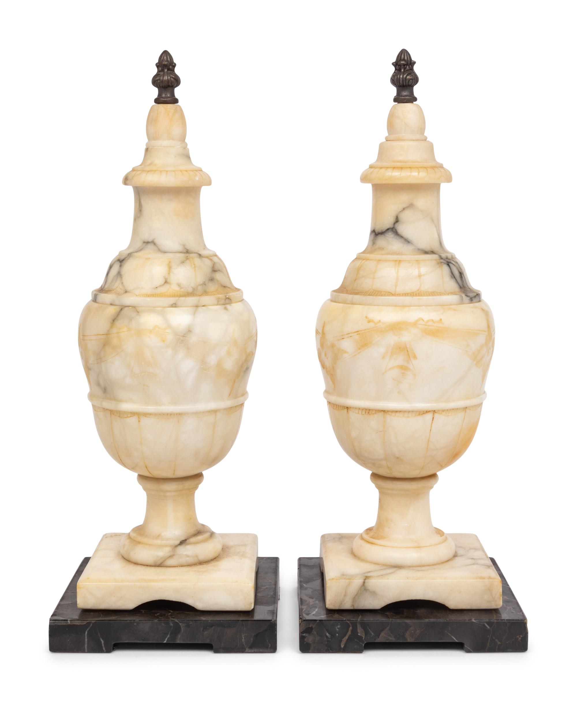 A Pair of Italian Alabaster Table Lamps