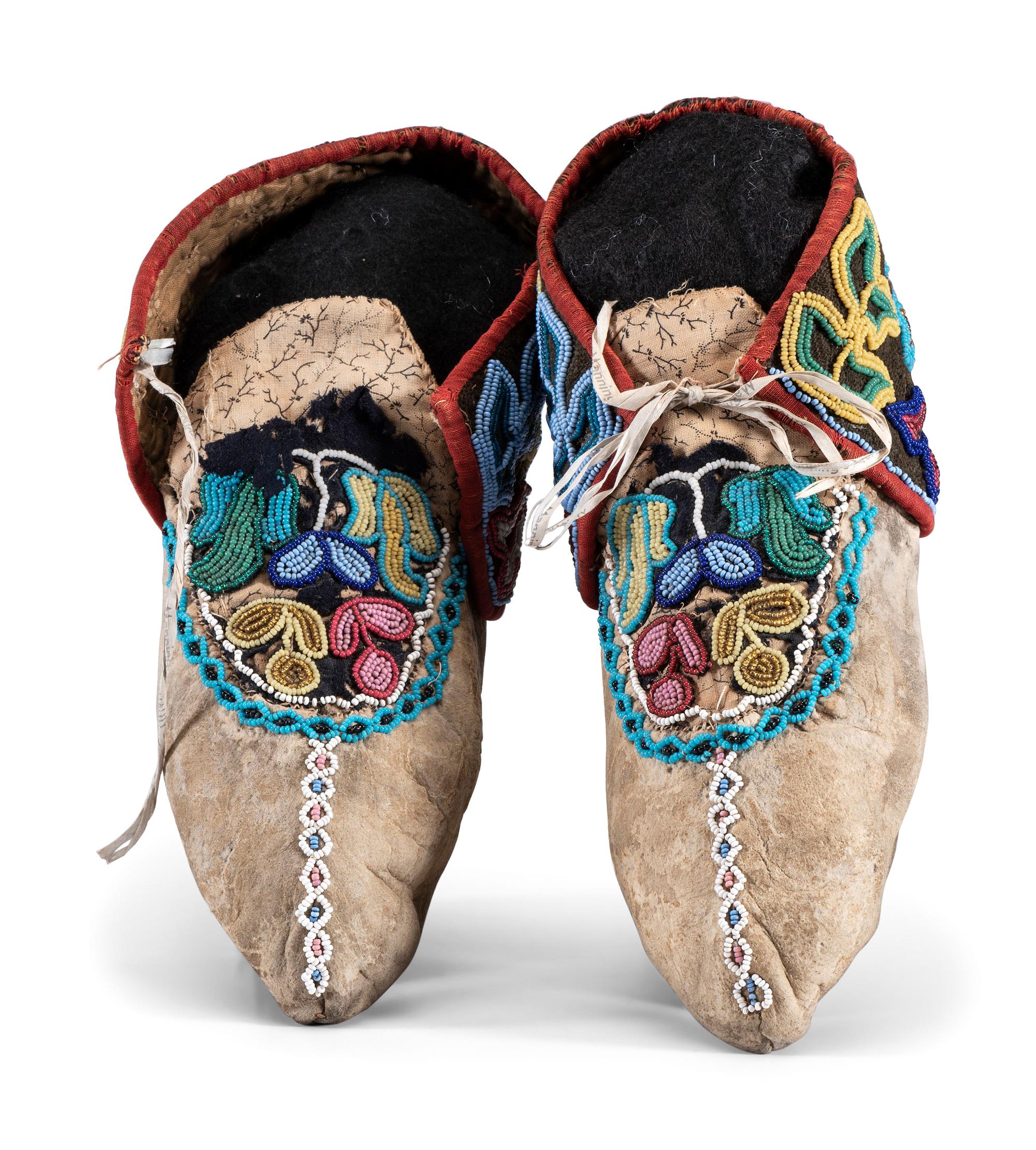 Anishinaabe Beaded Hide Moccasins
