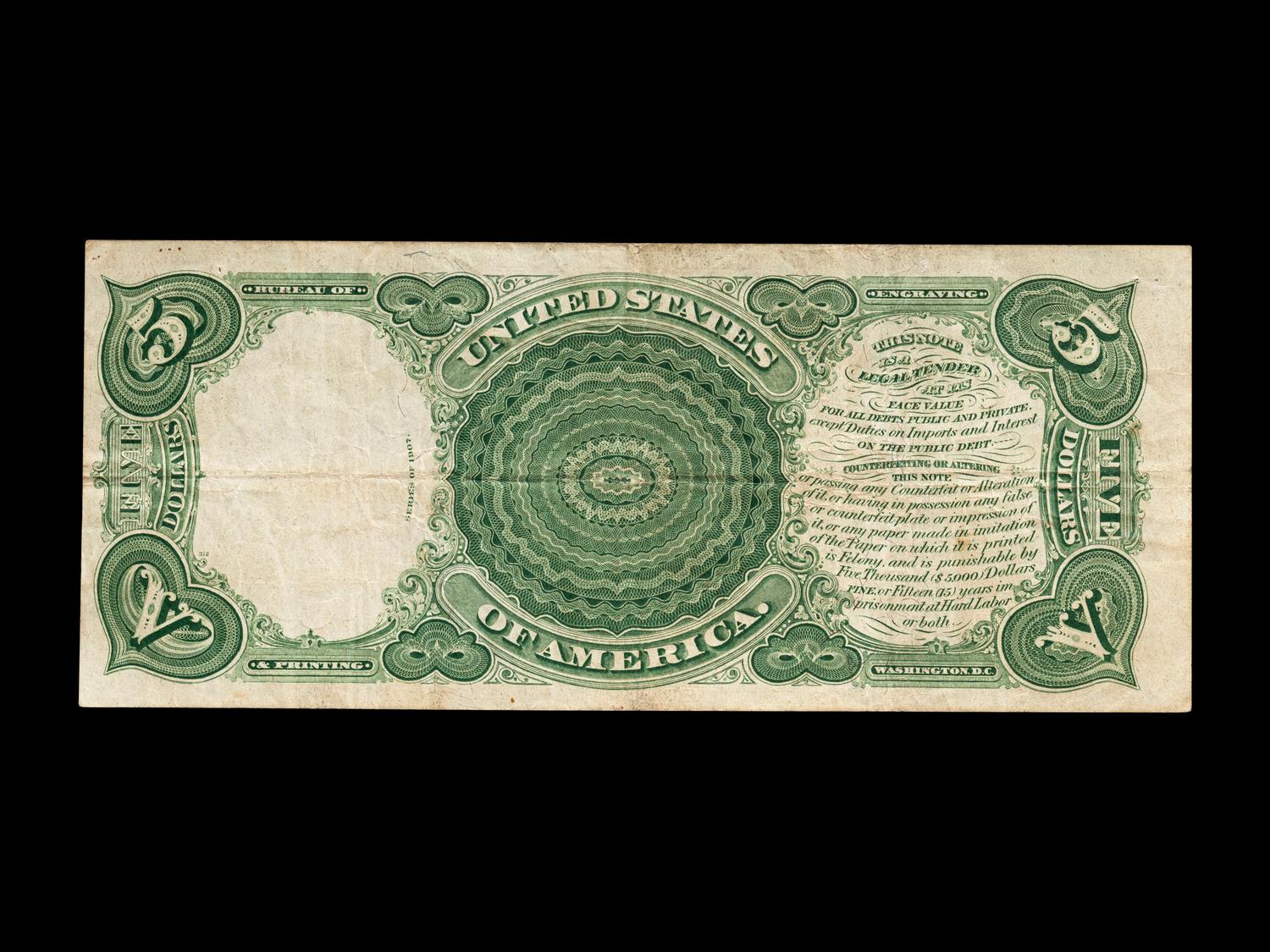 A Series 1907 ' PCBLIC' $5 Legal Tender Note [Fr. 91]
