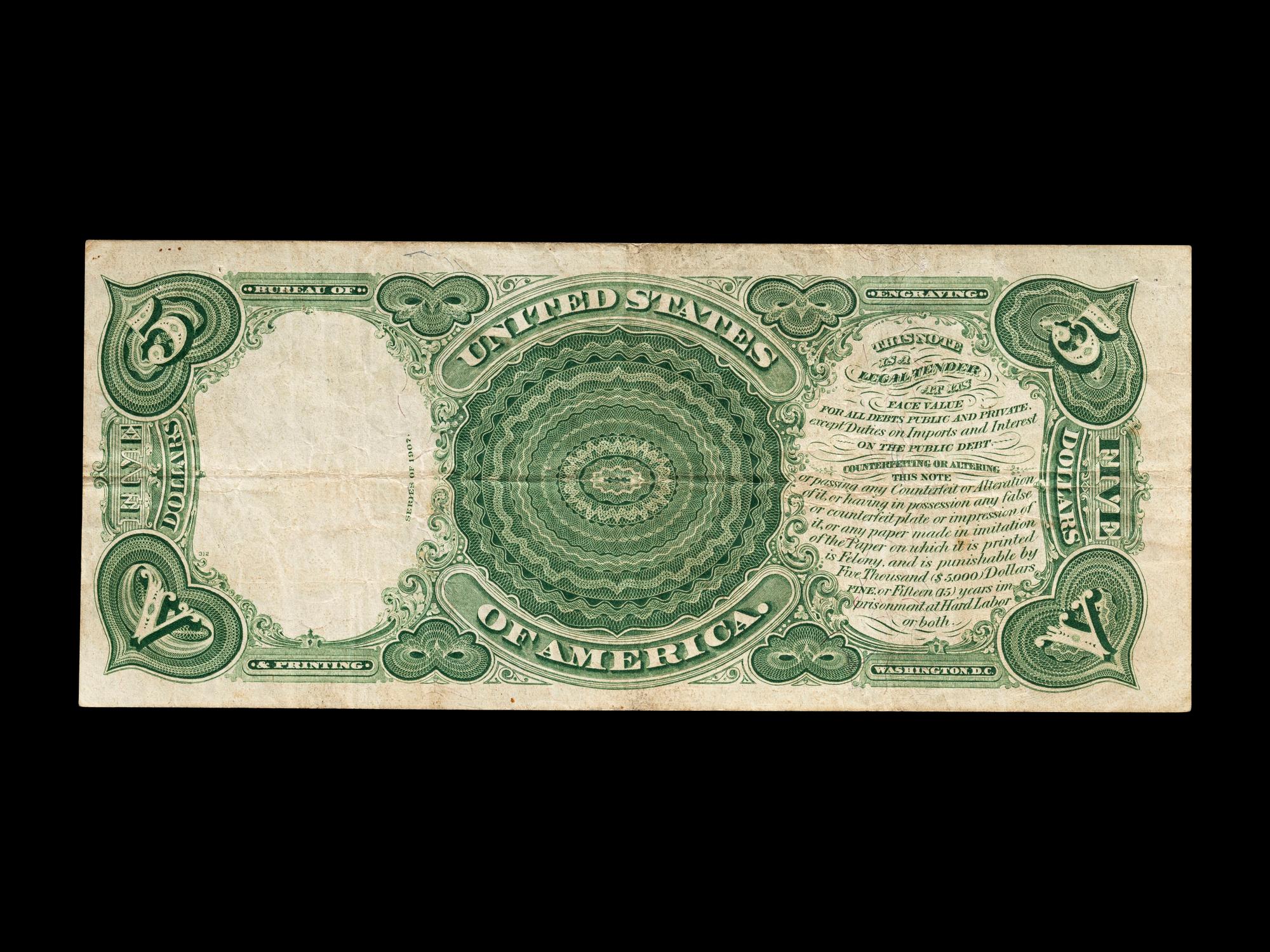 A Series 1907 ' PCBLIC' $5 Legal Tender Note [Fr. 91]