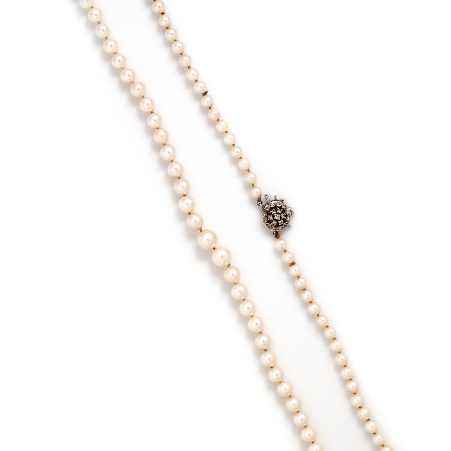 CULTURED PEARL AND DIAMOND NECKLACE