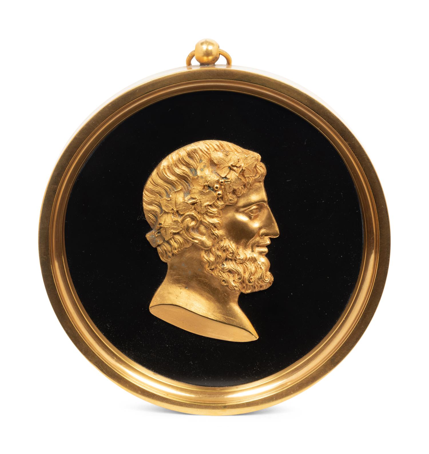 A Pair of Grand Tour Style Gilt Bronze Medallions
