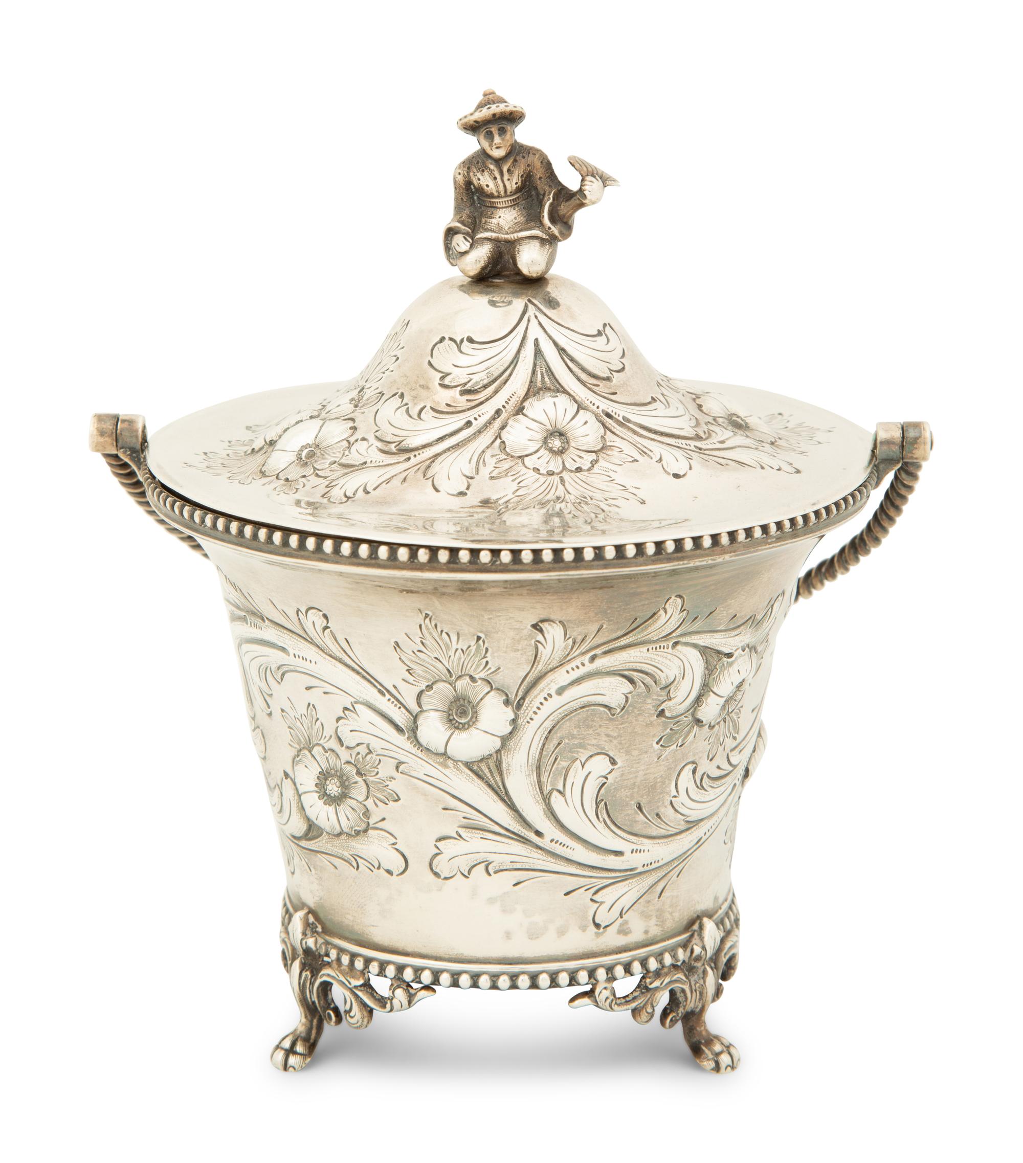 An American Coin Silver Three-Piece China Man Tea Service — R.W. Wilson, Circa 1825